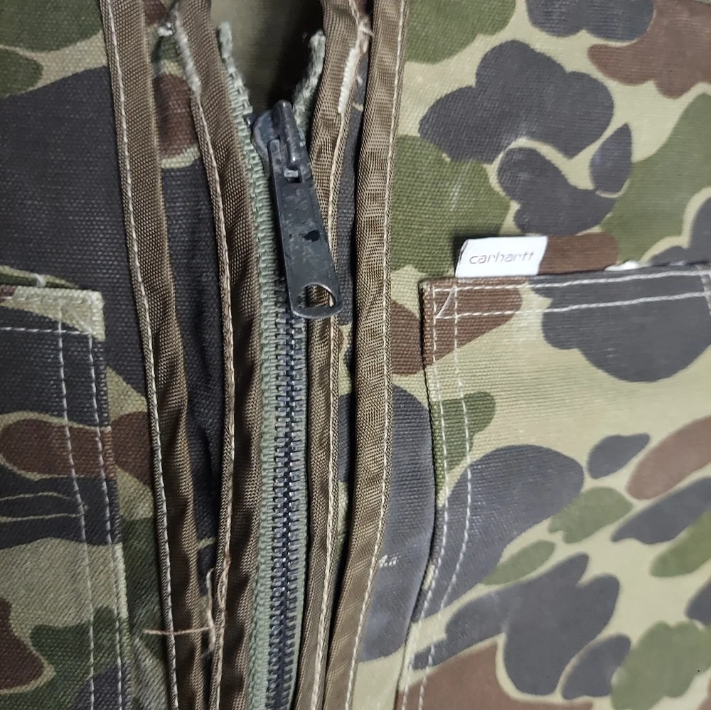 Vintage Carhartt Canvas Duck Camouflage Hunting Vest